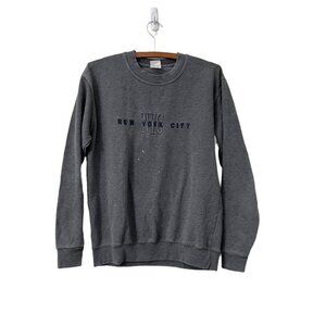 Wali USA Womens Gray Embroidered New York City Logo Pullover Sweatshirt Size M